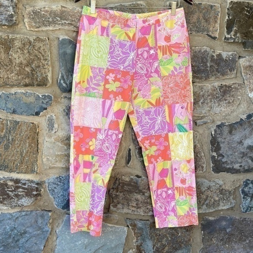 Lilly Pulitzer white label patchwork cropped pants size 10